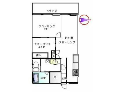 戸山ハイツ(2LDK/13階)の間取り写真