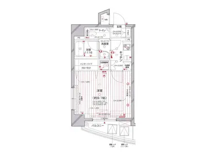 パレステュディオ中目黒(1K/5階)の間取り写真