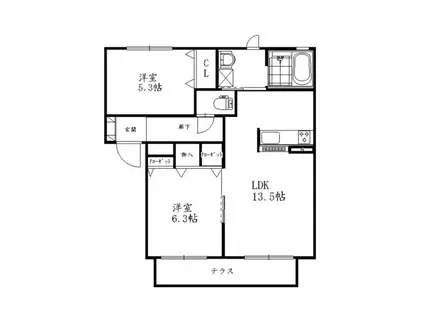 MAISON DE AMY(2LDK/2階)の間取り写真