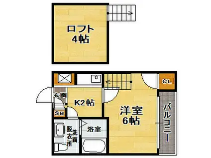 コーポ竹下(1K/2階)の間取り写真