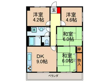 サンヒルズスギモトII(4DK/1階)の間取り写真