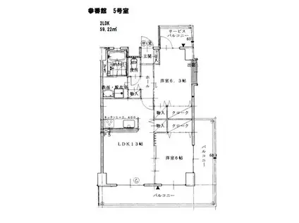 シオール参番館(2LDK/3階)の間取り写真