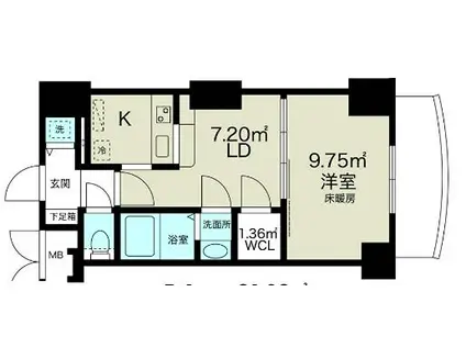 ノルデンタワー新大阪アネックス(1LDK/9階)の間取り写真