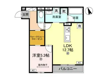 クラシスト東粉浜ウエスト(1LDK/2階)の間取り写真