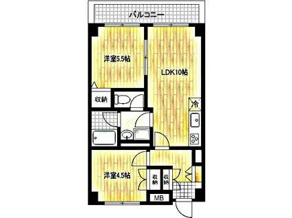 サウス1178(2LDK/3階)の間取り写真