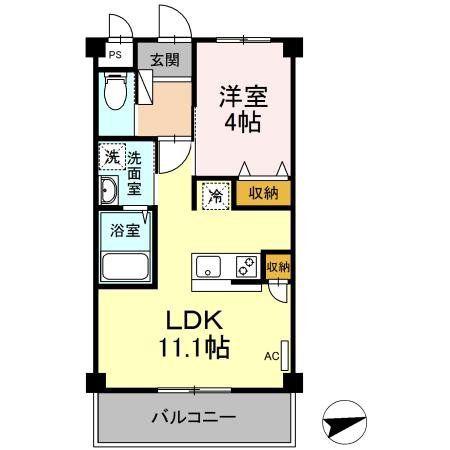 CUESTA M(1LDK/1階)の間取り写真