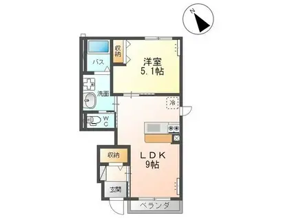 ルナ・ピエーナIII(1LDK/2階)の間取り写真