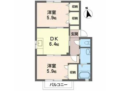 オレンジハイツ(2DK/1階)の間取り写真