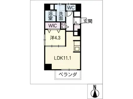 バンディエラ(1LDK/6階)の間取り写真
