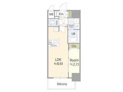 エスリード ザ・レガリア新栄PREMIER(1LDK/10階)の間取り写真