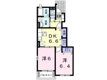 JR和歌山線 打田駅 徒歩14分 2階建 築18年(2DK/1階)の間取り写真