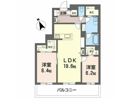 クレイエール(2LDK/2階)の間取り写真