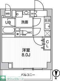 ALTERNA菊川II(1K/2階)の間取り写真