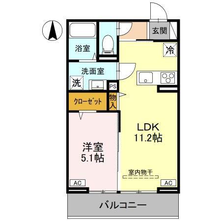 ノーブルラフィネ土呂町(1LDK/3階)の間取り写真