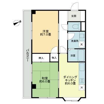 イーストリバー町屋(2DK/1階)の間取り写真