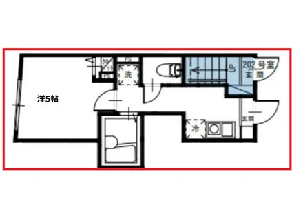 メルディア鐘ヶ淵(1K/1階)の間取り写真