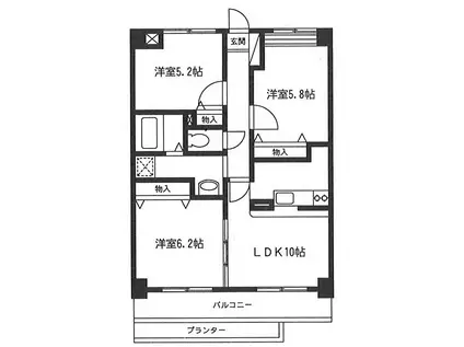 LA・FORTUNA(3LDK/2階)の間取り写真