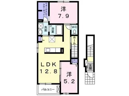 アンダンテ イースト C(2LDK/2階)の間取り写真