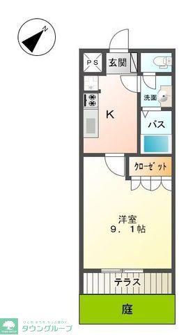 エスポアール(1K/1階)の間取り写真