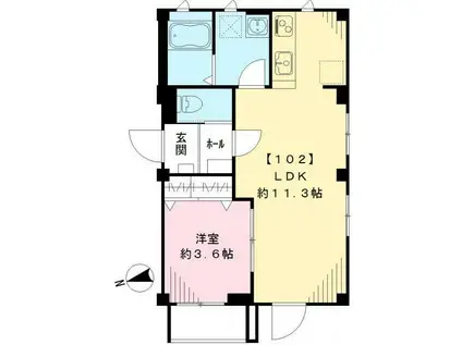 SOARE YUTENJI ソアレ祐天寺(1LDK/1階)の間取り写真