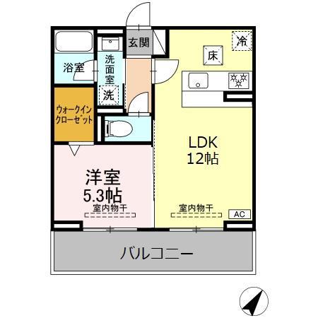 セレーナ東静岡(1LDK/1階)の間取り写真