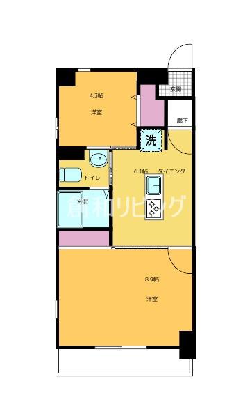 T-COURT(1LDK/3階)の間取り写真