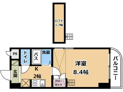 グリーンロード山手(1K/7階)の間取り写真