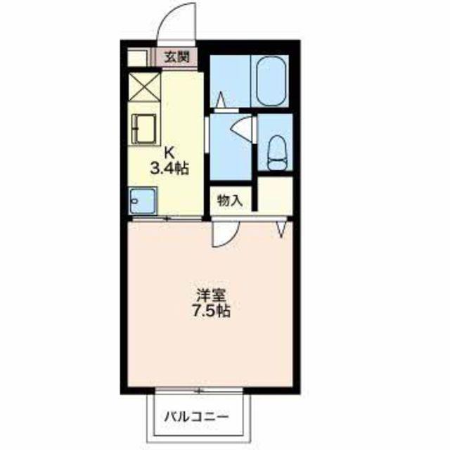 プランドール(1K/1階)の間取り写真