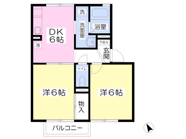 リバーサイド・アイルC(2DK/1階)の間取り写真