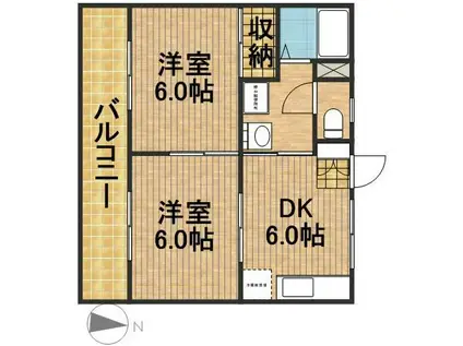 メゾンエクセルII(2DK/1階)の間取り写真