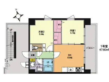 ロンブス調布(2DK/2階)の間取り写真