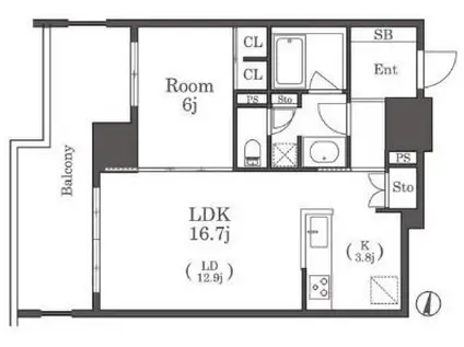 グランドメゾン平尾ザ・スタイル(1LDK/2階)の間取り写真