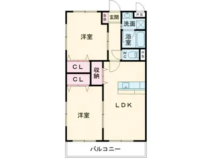 ユンヌ・ルミエール(2LDK/2階)の間取り写真