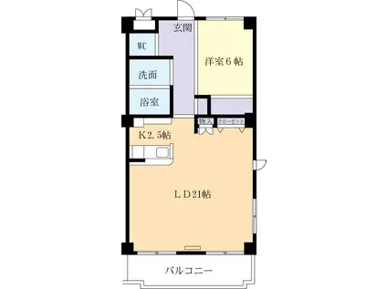 グローバルマンションI(1LDK/5階)の間取り写真
