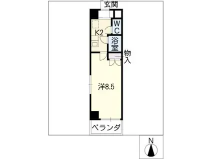 キャッスル一社(1K/5階)の間取り写真