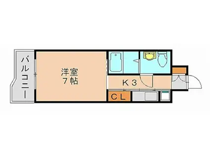 スパークリングタワー西門橋(1K/9階)の間取り写真