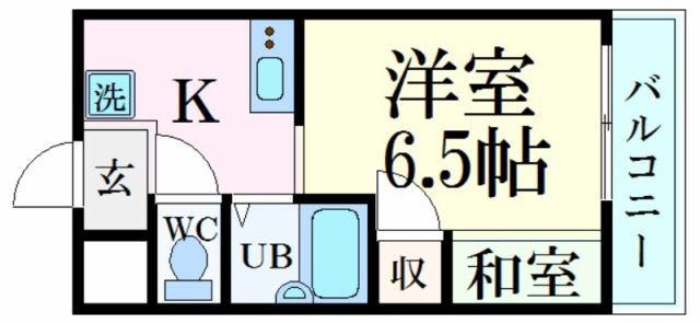 クラージュ保城(ワンルーム/4階)の間取り写真