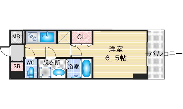 S-RESIDENCE名駅北ALESIA(1K/10階)の間取り写真