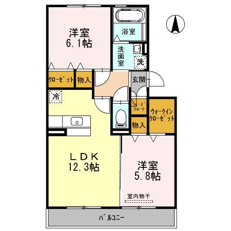 ロイヤル花水木(2LDK/3階)の間取り写真