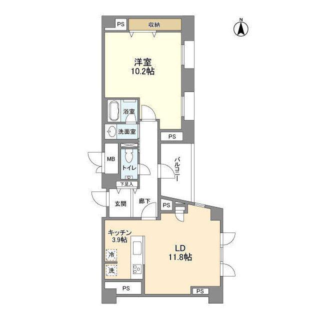 パティオ南麻布(1LDK/5階)の間取り写真