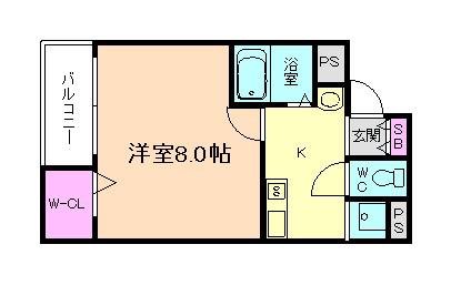 CITY DWELL SKY TORTOISE(1K/2階)の間取り写真