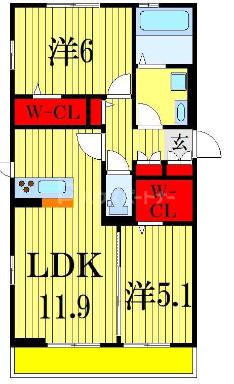 ロイヤルクレスト六号館(2LDK/3階)の間取り写真