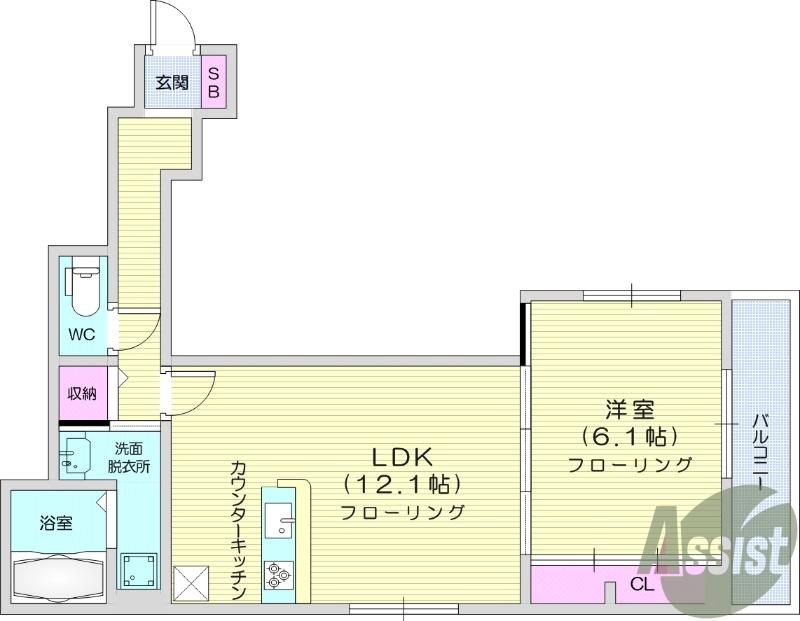 D-ROOM CINNAMON(1LDK/1階)の間取り写真