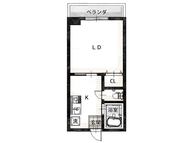 マンション桜橋(1K/3階)の間取り写真