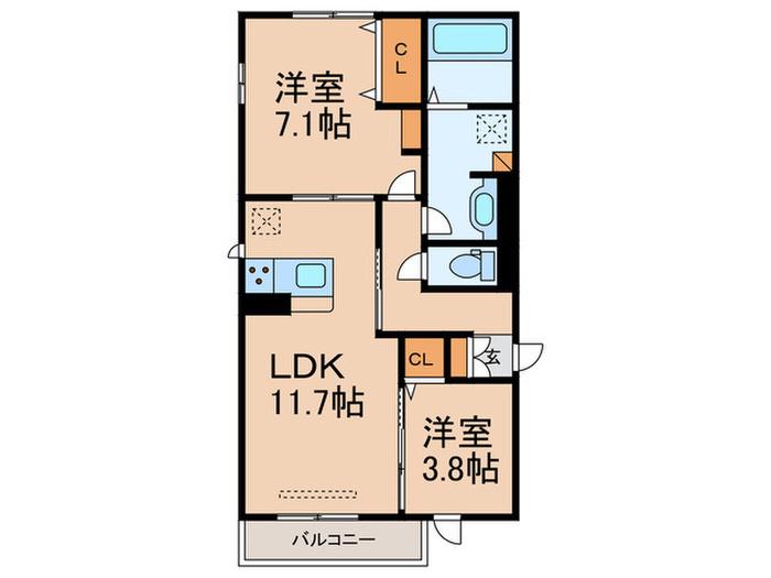 ARTERE北野田(2LDK/2階)の間取り写真