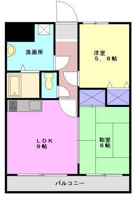 ダイケンプラザ福山(2LDK/3階)の間取り写真