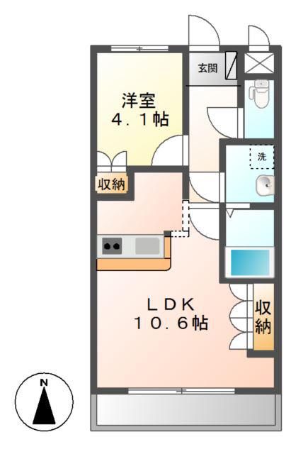 ヴァン パイン コートA棟(1LDK/1階)の間取り写真