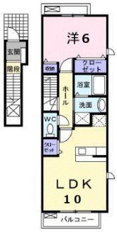 アルドーレA(1LDK/2階)の間取り写真