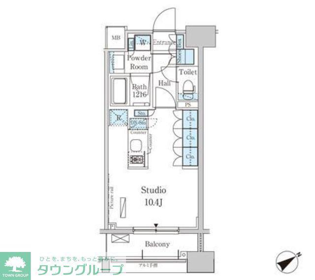パークアクシス横浜山下町(ワンルーム/9階)の間取り写真