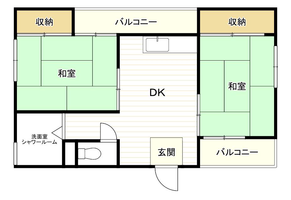賃貸マンション(2DK/2階)の間取り写真